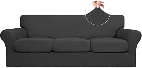 4 Pieces Stretch Sofa Cover for 3 Cushion Couch Washable