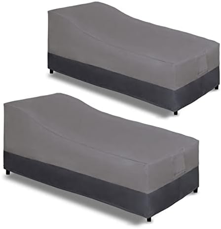 Heavy Duty Outdoor Chaise Lounge Cover, 2 Pack, Gray/Dark Gray