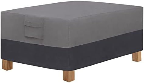Patio Coffee Table Cover Small Outdoor Rectangular Furniture Ottoman Table Cover, UV Resistant Waterproof (48" Lx28 Wx16 H, Gray/Dark Gray)