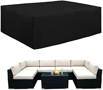 600D Heavy Duty Patio Furniture Cover, Outdoor Rectangular Table and Chair Set, Waterproof Sectional Set (110"L x 84"W x 28"H, Black)