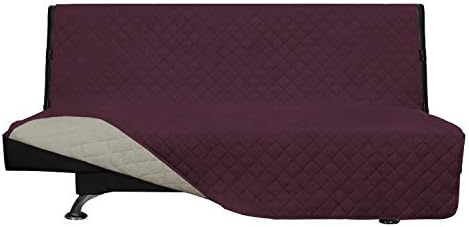 Reversible Couch Cover, Large Futon Sofa, Wine/Beige