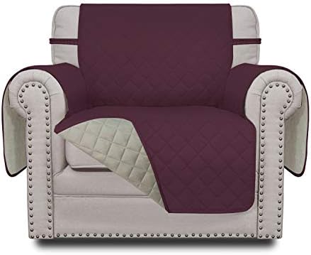 Reversible Couch Cover, Small Chair, Wine/Beige