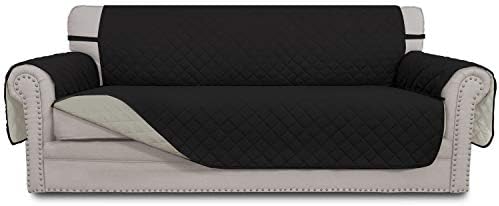 Reversible Couch Cover, 3 Cushion Sofa, Large, Black/Beige