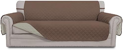 Reversible Couch Cover for 3 Cushion Sofa, Large Brown/Beige