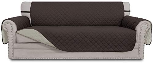 Reversible Couch Cover, 3 Cushion Sofa, Large, Chocolate/Beige