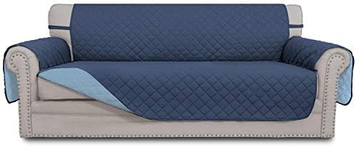 Reversible Couch Cover, 3 Cushion Sofa, Dark Blue/Light Blue