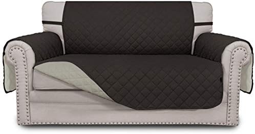 Reversible Couch Cover, 2 Cushion Sofa, Chocolate/Beige