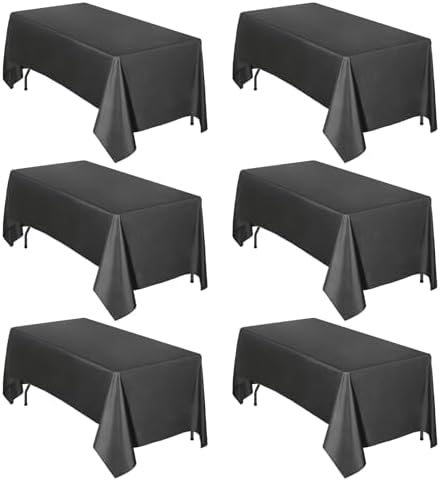 6-Pack Waterproof Stain Resistant Tablecloths 60x126in, Black