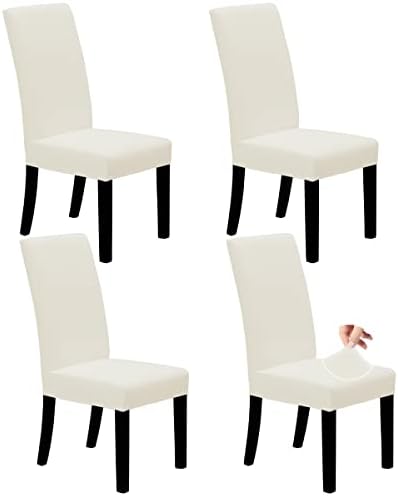 Stretch Dining Room Chair Slipcovers Set of 4, Ivory