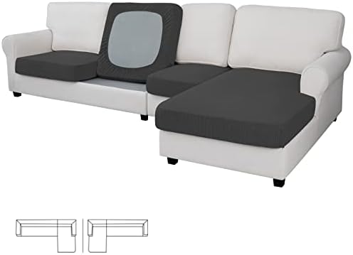 Stretch 4 Pieces Couch Cushion Covers for Sectional Sofa L Shape