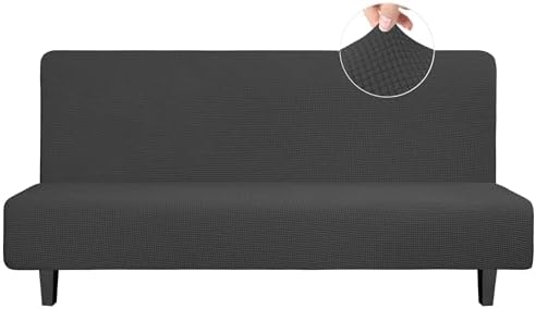 Stretch Large Futon Slipcover Armless Futon Cover Dark Gray