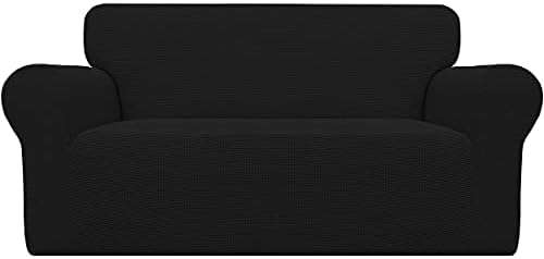 Stretch Loveseat Couch Covers Washable Black