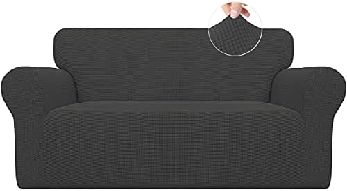 Stretch Loveseat Couch Covers Washable Dark Gray