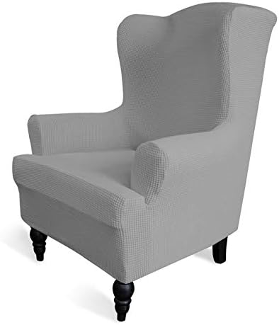 Stretch Wingback Chair Sofa Slipcover Light Gray