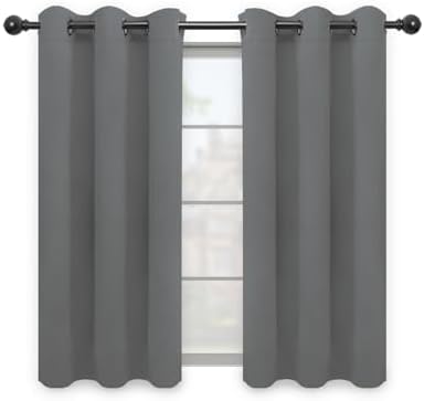 Thermal Grommet Blackout Curtains, 2 Panels 42x63 in, Grey