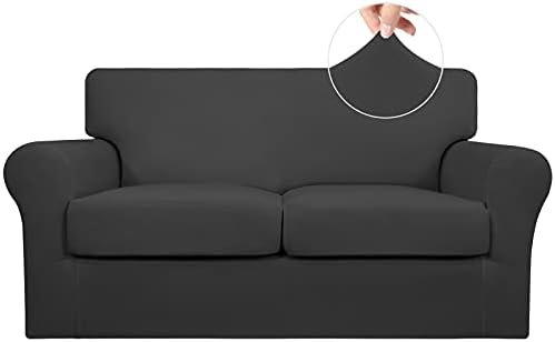 3 Pieces Stretch Loveseat Couch Cover for 2 Cushion Washable