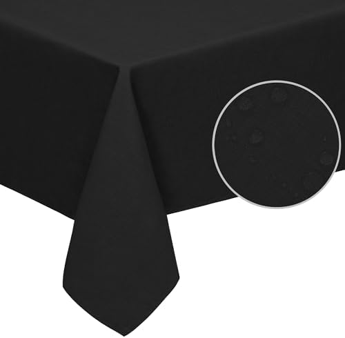 Waterproof Faux Linen Tablecloth, Rectangle, 60x84in, Black