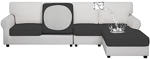 Waterproof Sectional L Shape Couch Cushion Covers Dark Gray